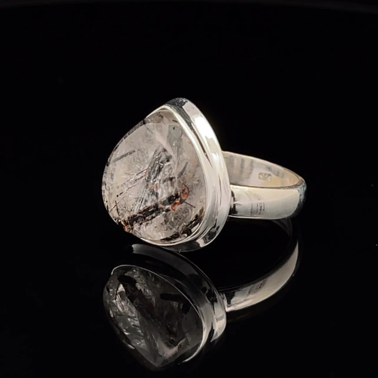 Sterling Silver Tourmalated Quartz Ring Size 7 - Image 3