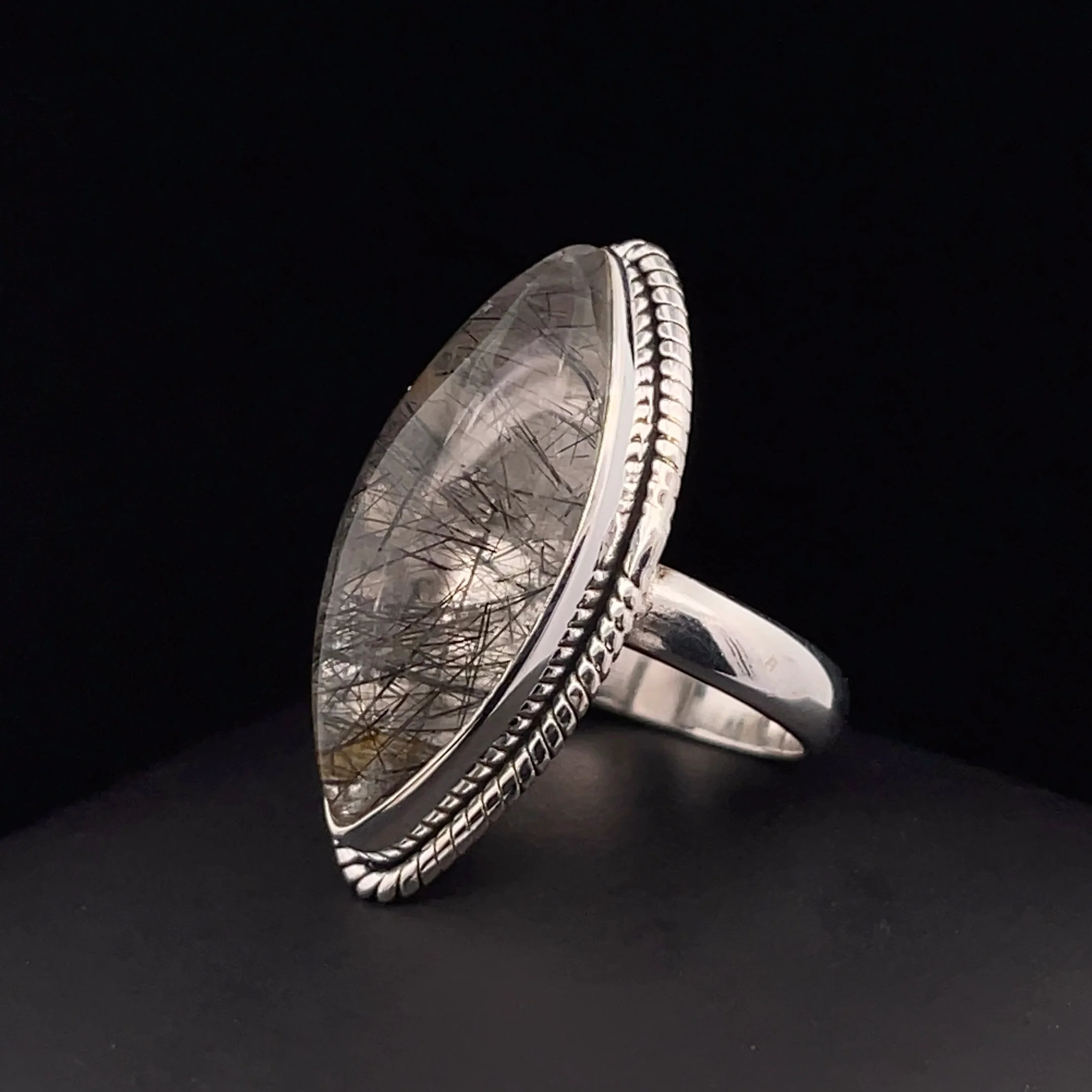 Sterling Silver Tourmalated Quartz Ring Size 7 - Image 3