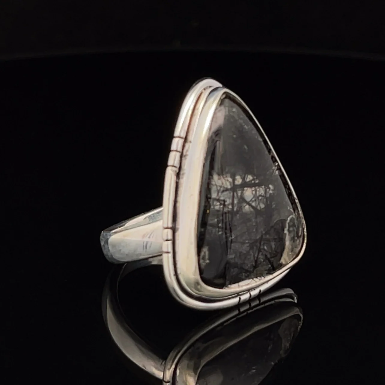 Sterling Silver Tourmalated Quartz Ring Size 7 - Image 2