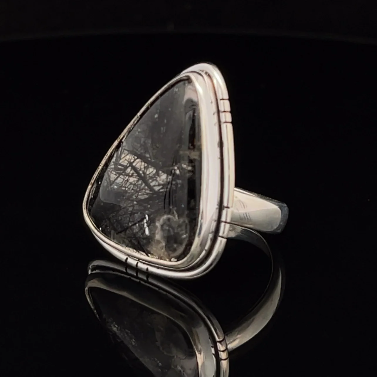 Sterling Silver Tourmalated Quartz Ring Size 7 - Image 3