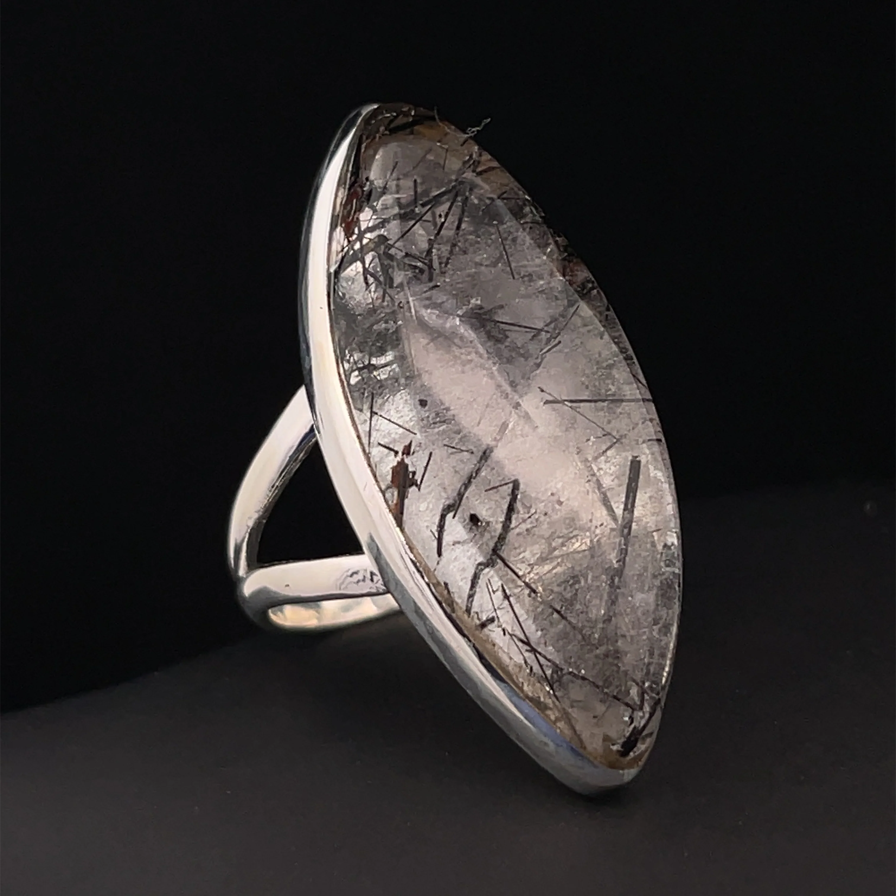 Sterling Silver Tourmalated Quartz Ring Size 7 - Image 2