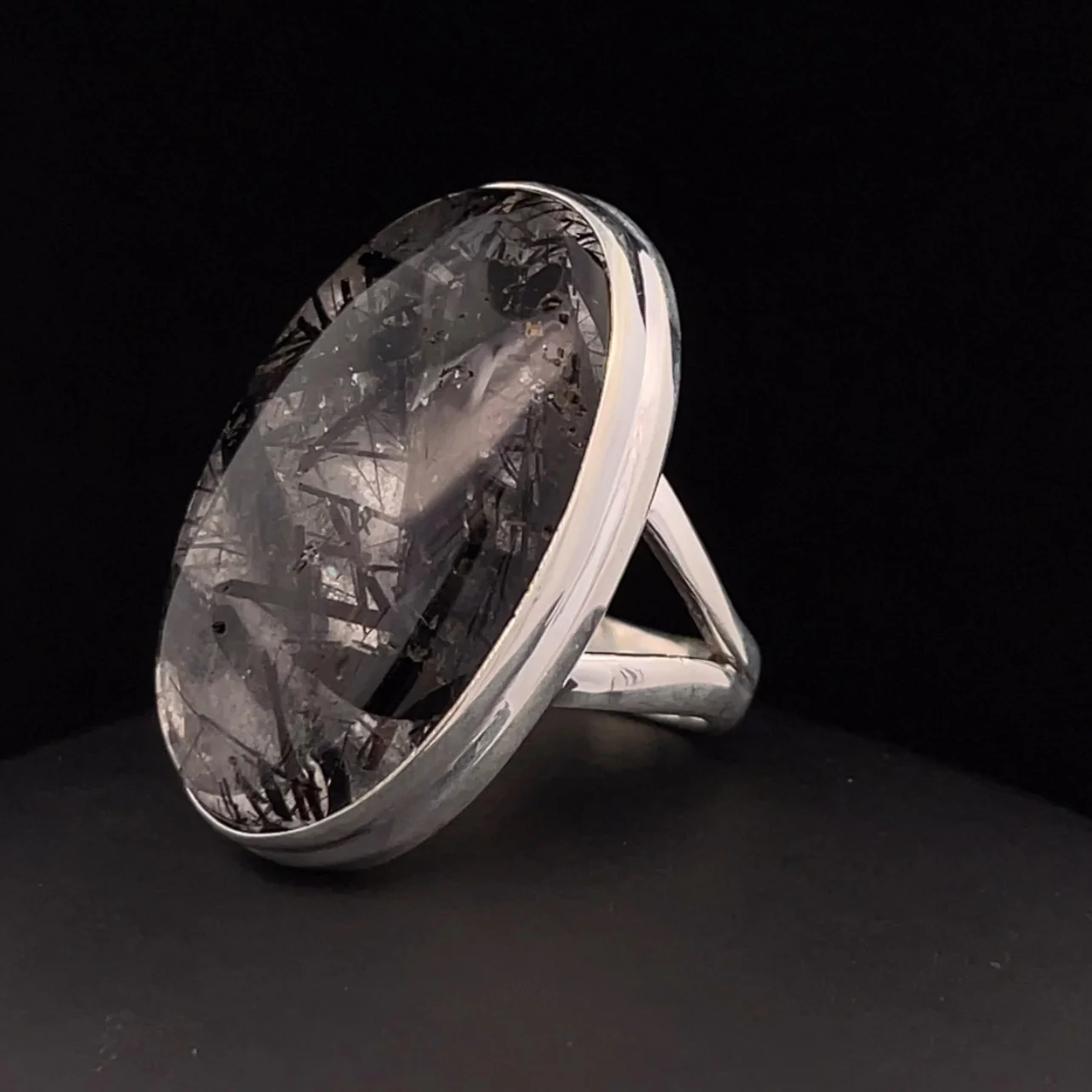Sterling Silver Tourmalated Quartz Ring Size 7 - Image 3