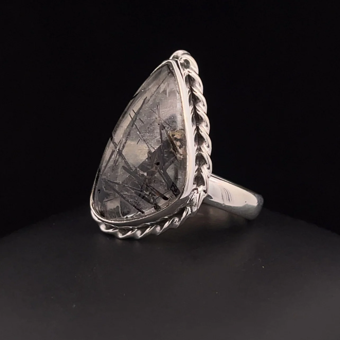 Sterling Silver Tourmalated Quartz Ring Size 9 - Image 3