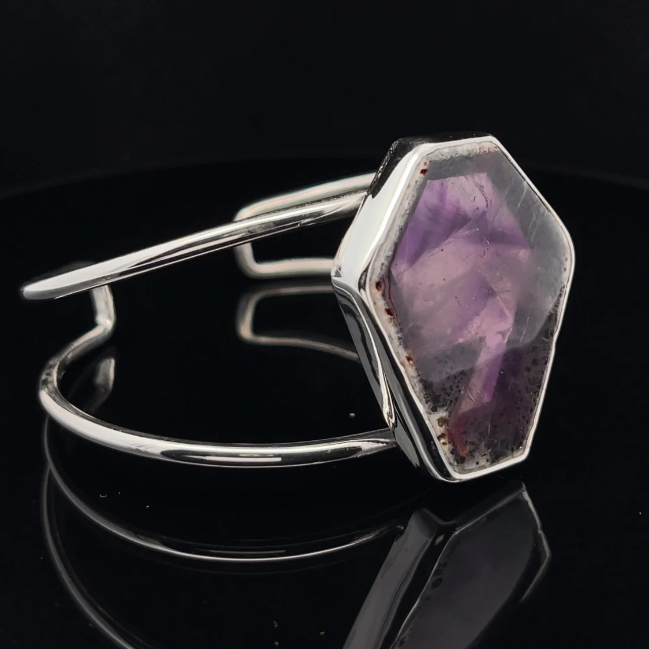 Sterling Silver Trapiche Amethyst Cuff Bracelet - Image 2