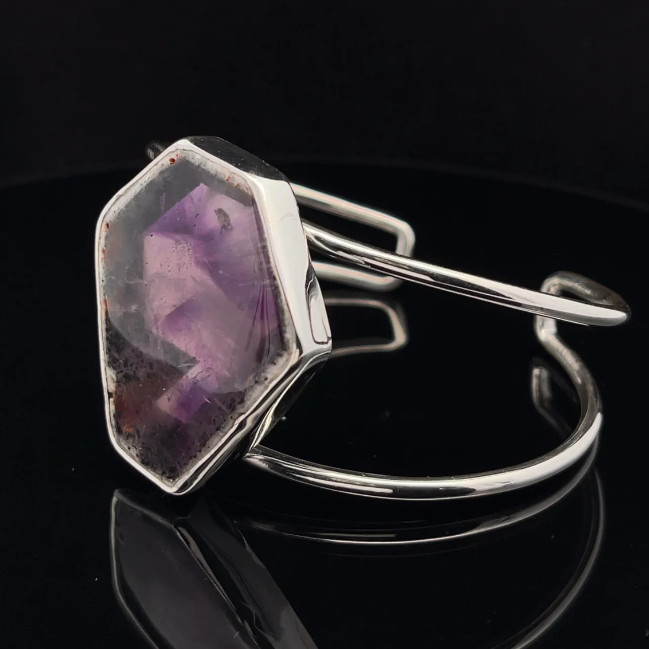 Sterling Silver Trapiche Amethyst Cuff Bracelet - Image 3