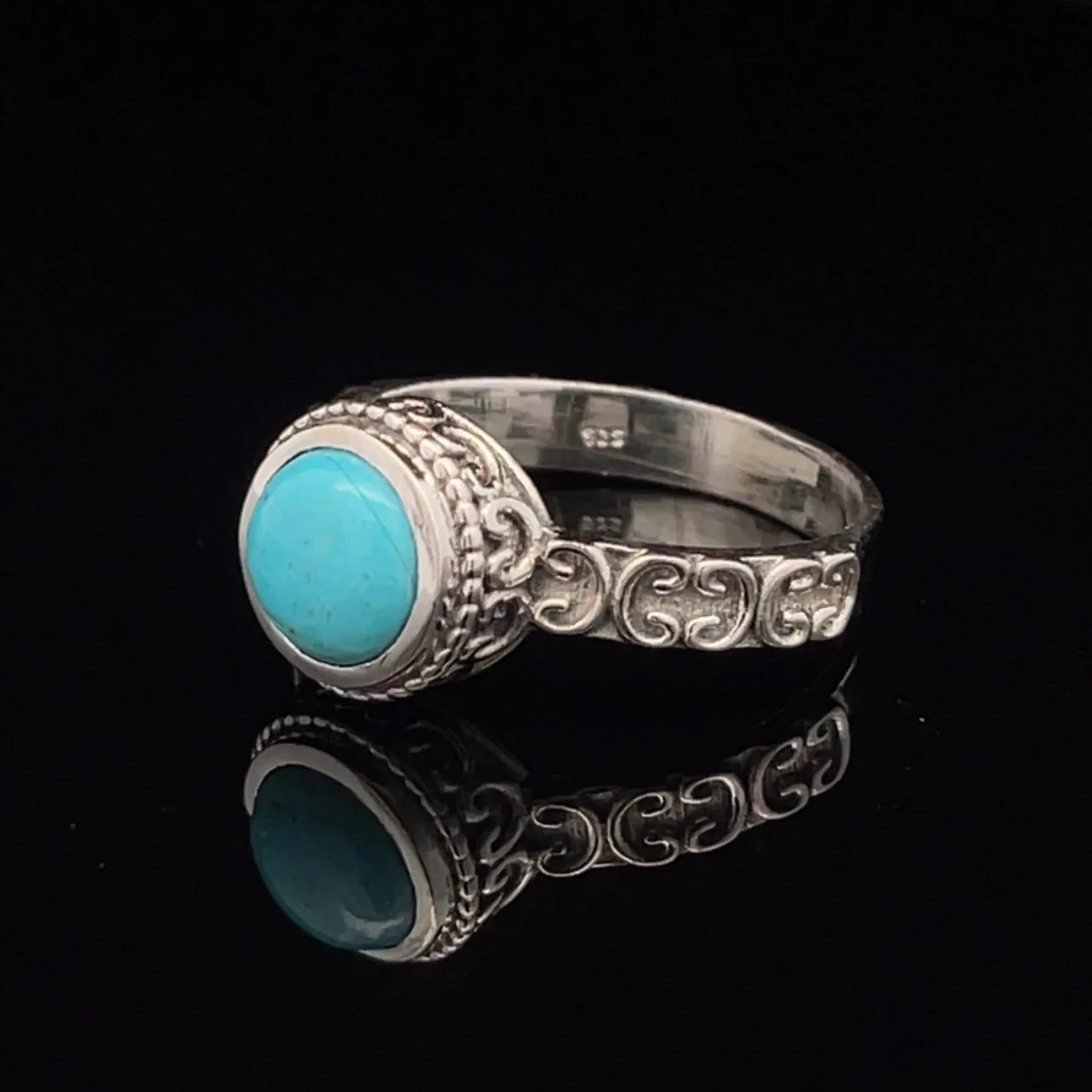 Sterling Silver Turquoise Ring Size 10 - Image 3