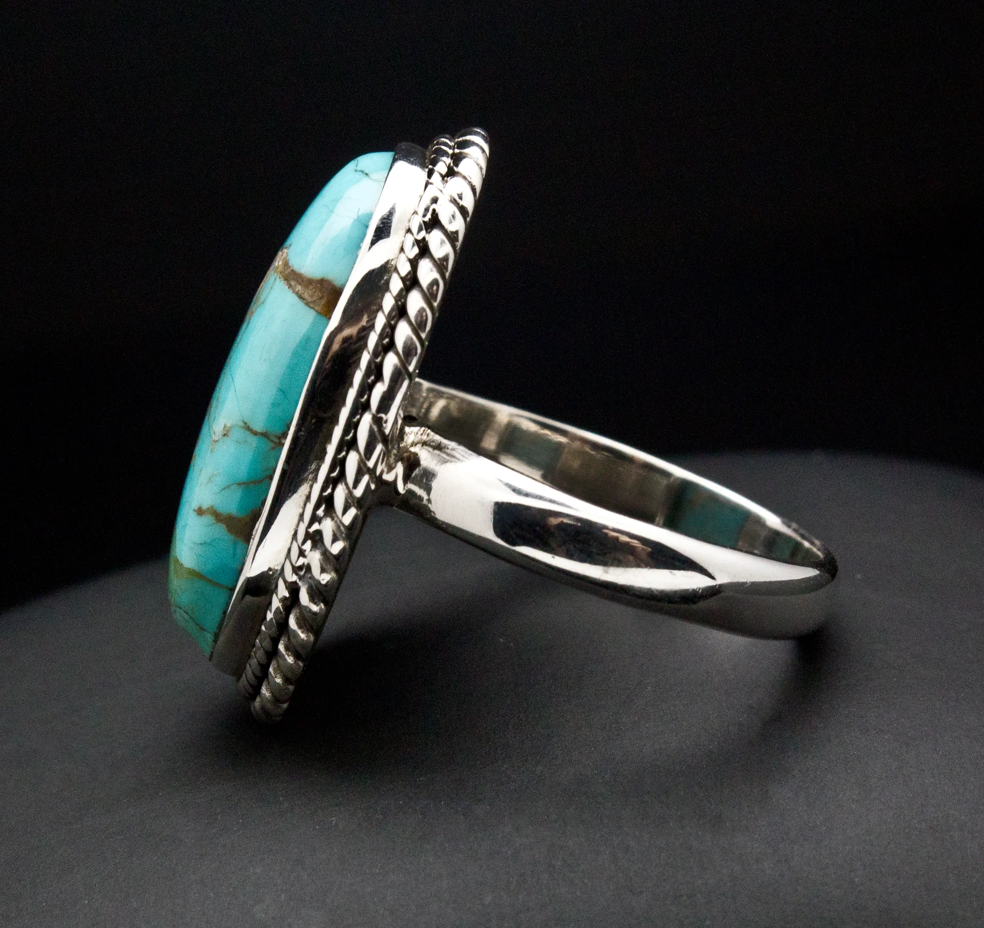 Sterling Silver Turquoise Ring Size 10 - Image 3