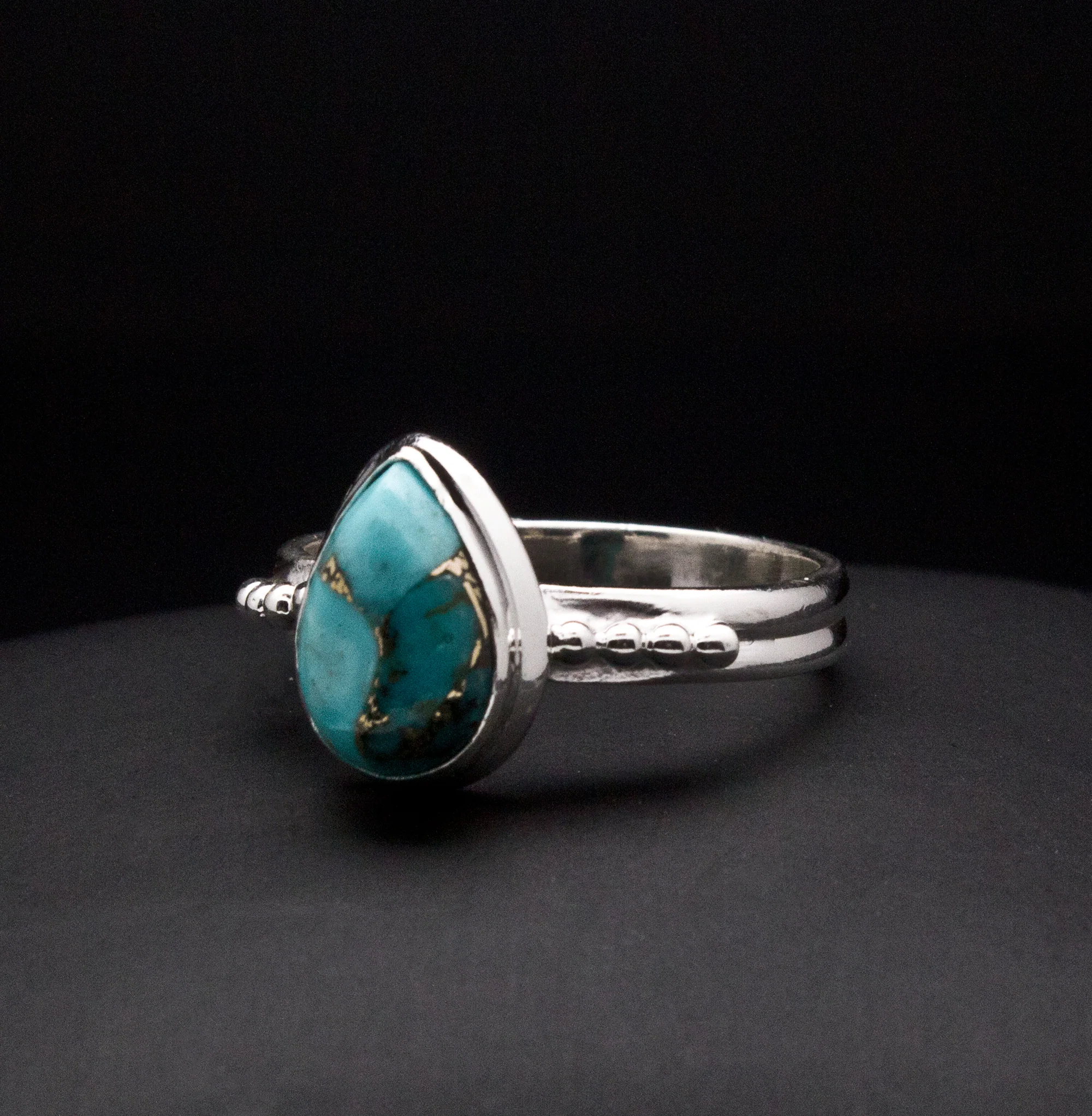 Sterling Silver Turquoise Ring Size 7 - Image 2