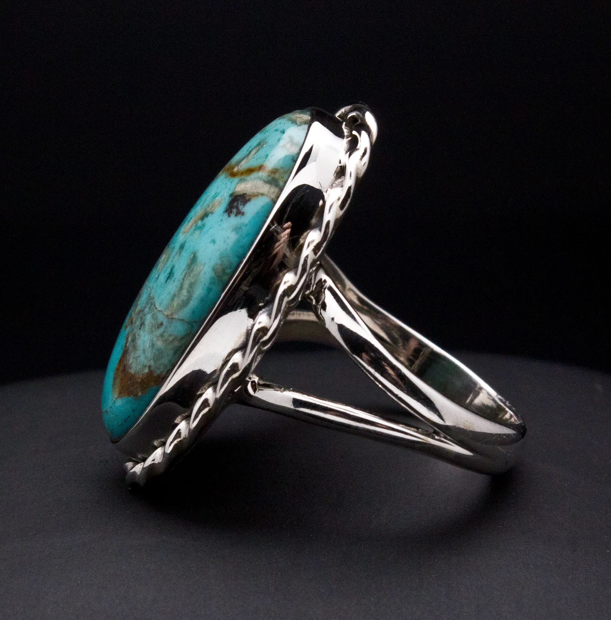 Sterling Silver Turquoise Ring Size 8 - Image 3