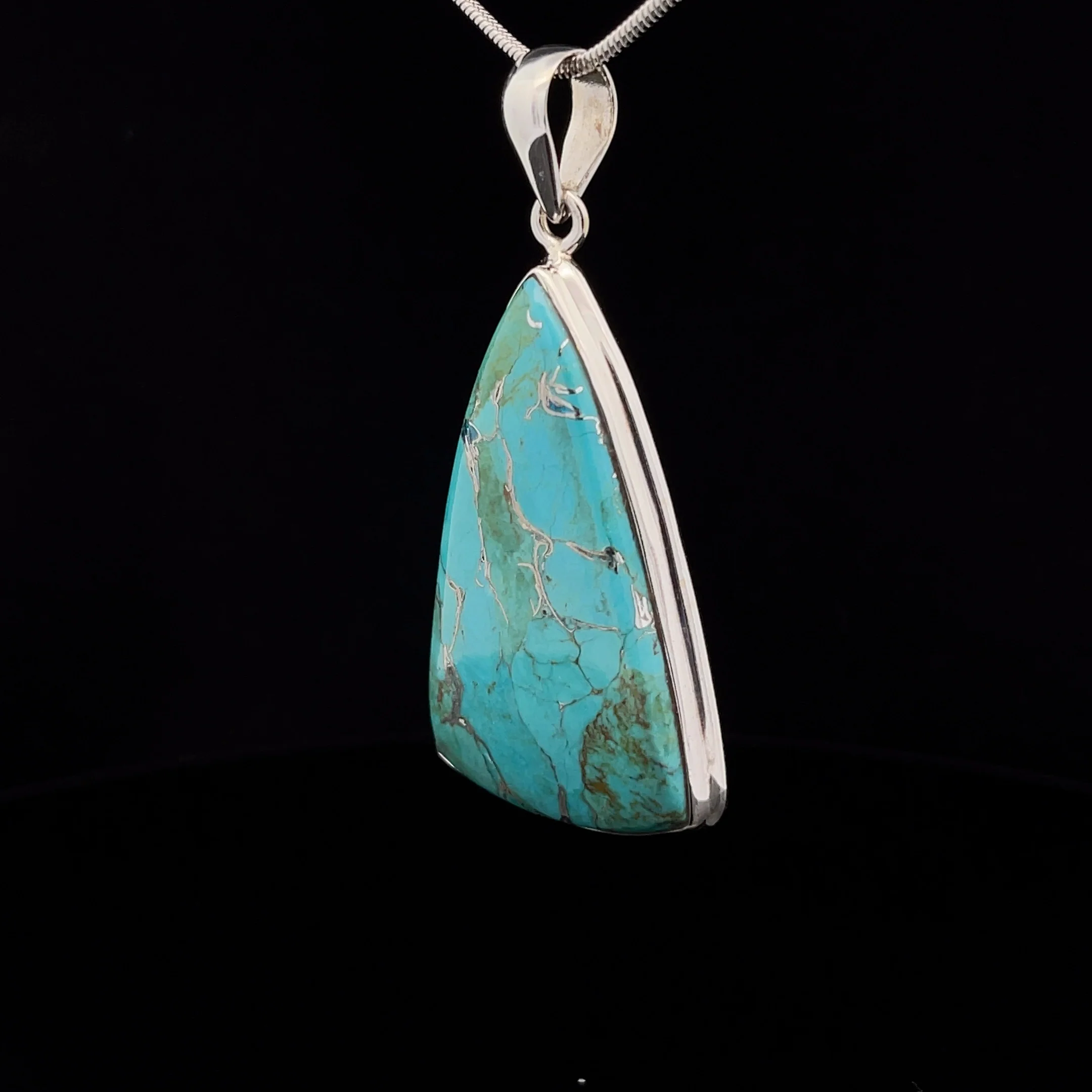 Sterling Silver Turquoise with Silver Inclusions Pendant - Image 3