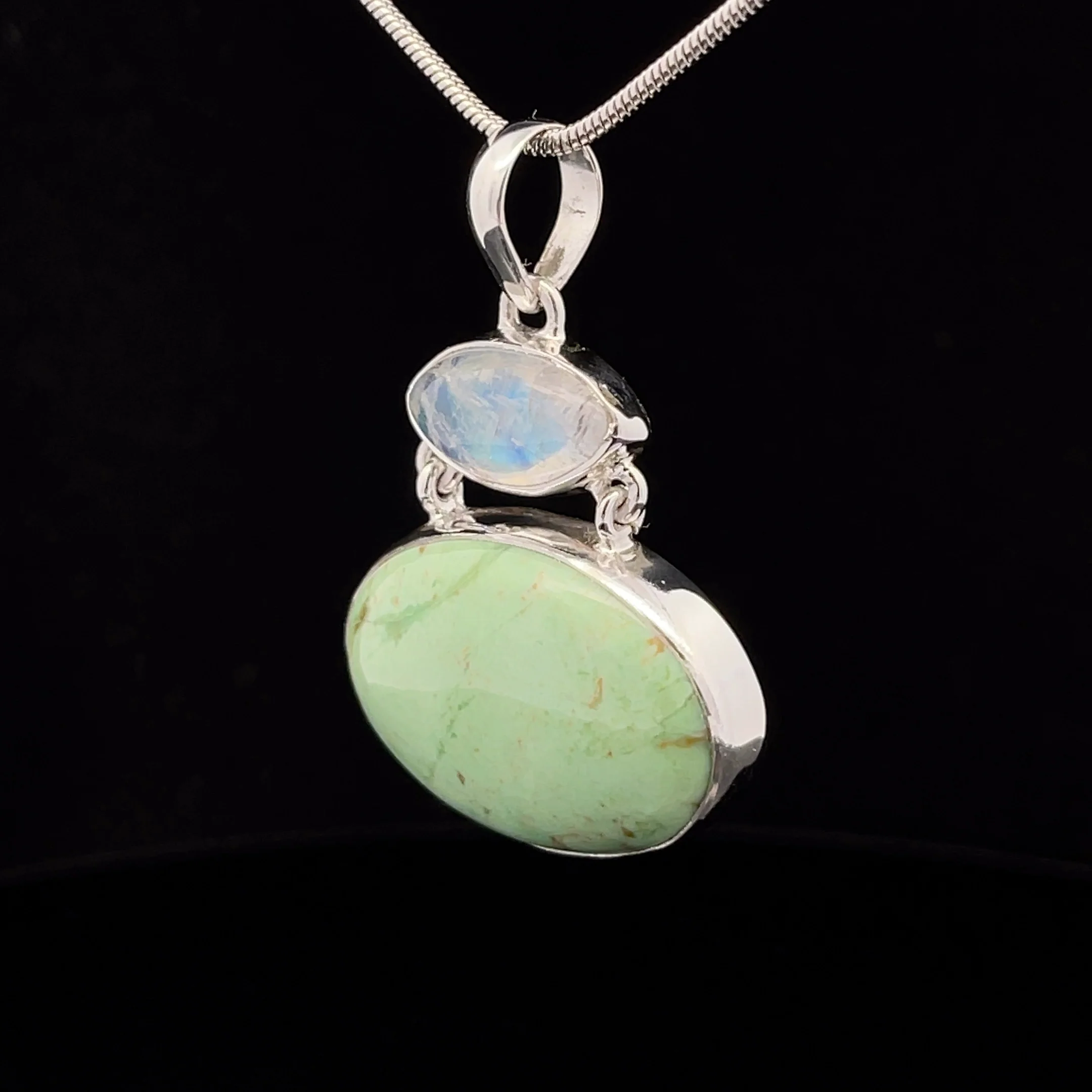 Sterling Silver Variscite and Moonstone Pendant - Image 3