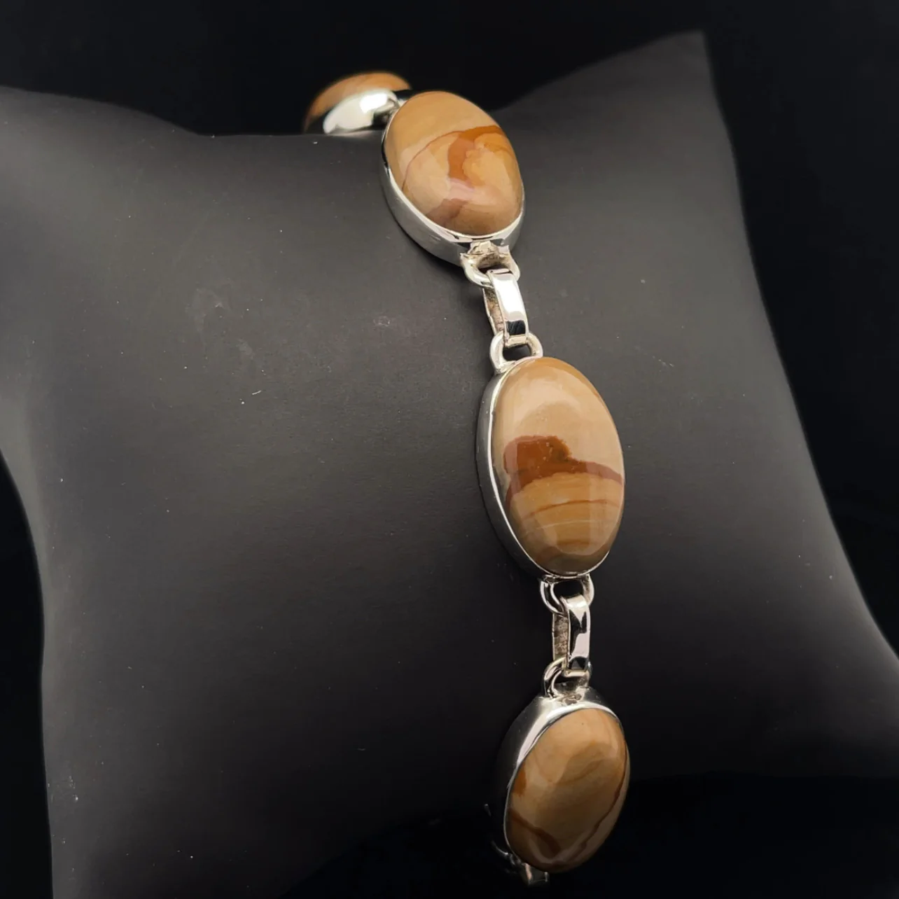 Sterling Silver Wildhorse Picture Jasper Bracelet - Image 2