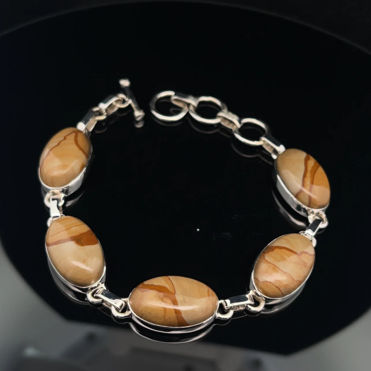 Sterling Silver Wildhorse Picture Jasper Bracelet - Image 4