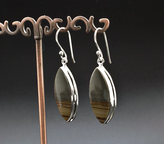 Sterling Silver Wildhorse Picture Jasper Earrings - Image 2
