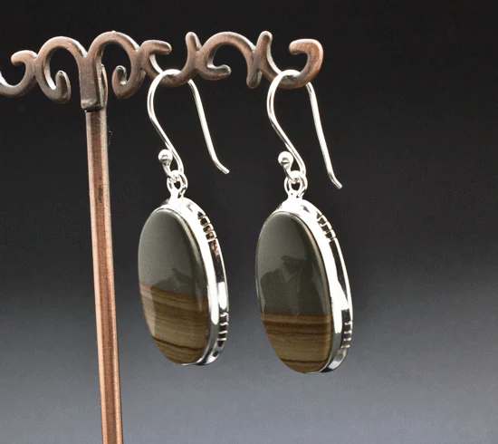 Sterling Silver Wildhorse Picture Jasper Earrings - Image 2