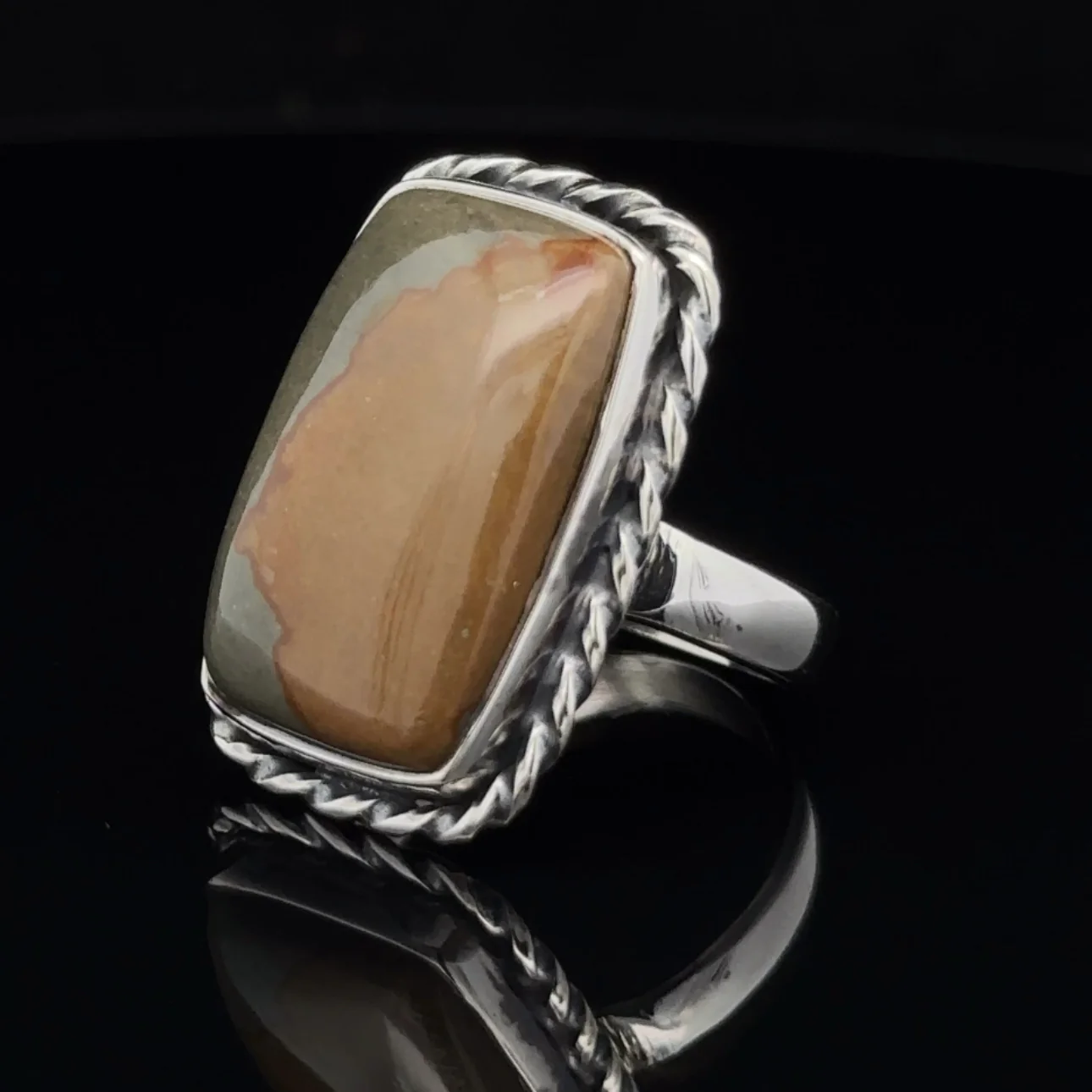 Sterling Silver Wildhorse Picture Jasper Ring Size 7 - Image 3