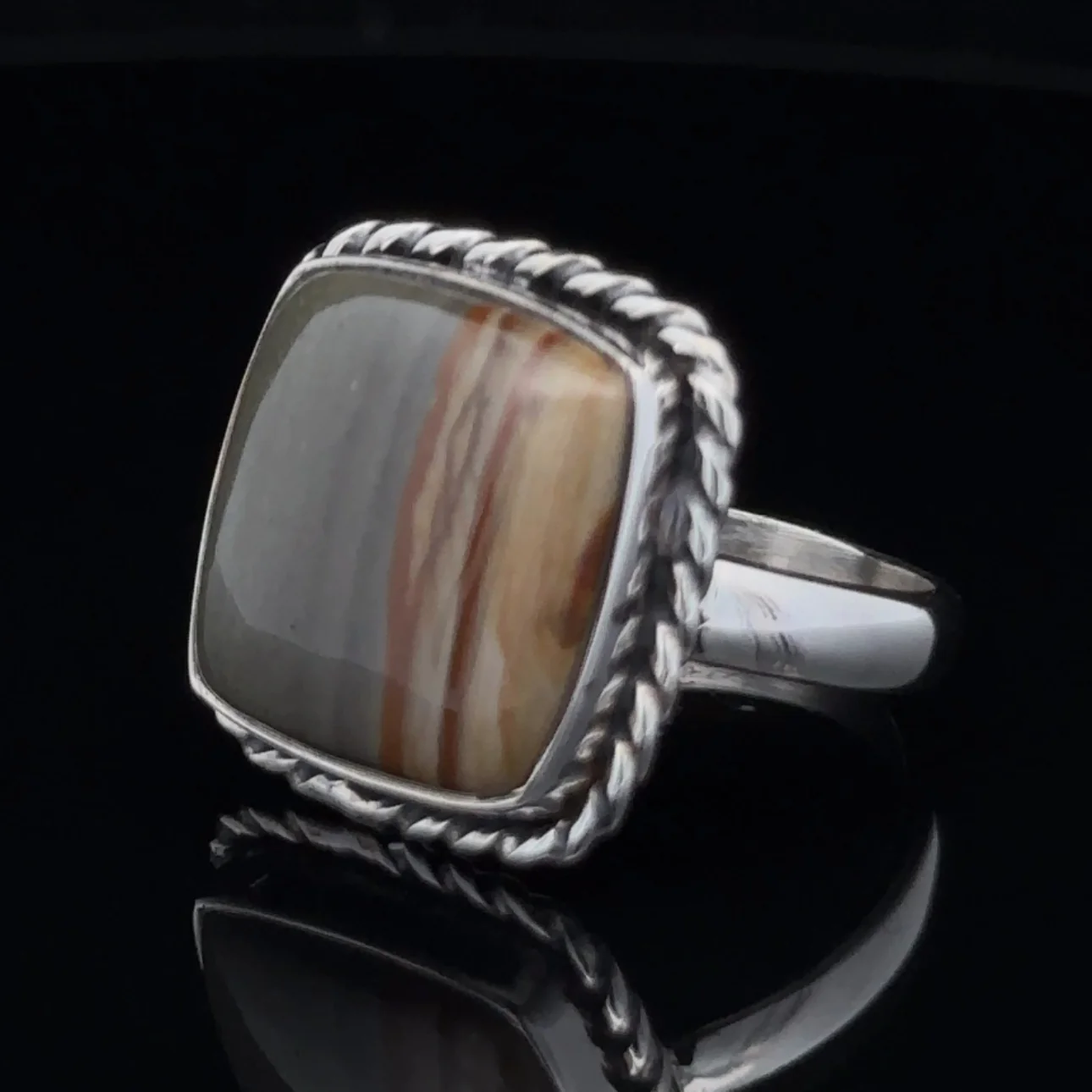 Sterling Silver Wildhorse Picture Jasper Ring Size 11 - Image 3