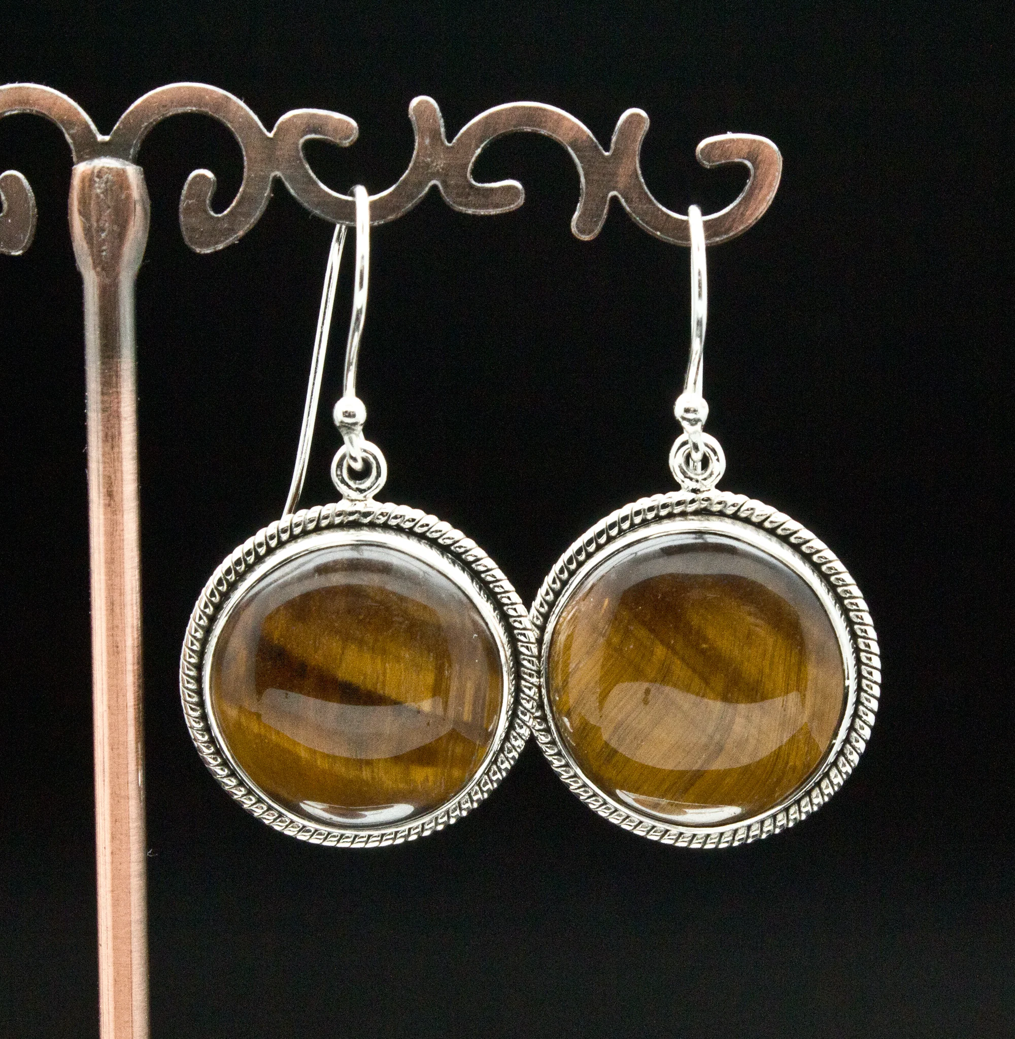 Sterling Silver Yellow Tiger Eye Earrings - Image 2