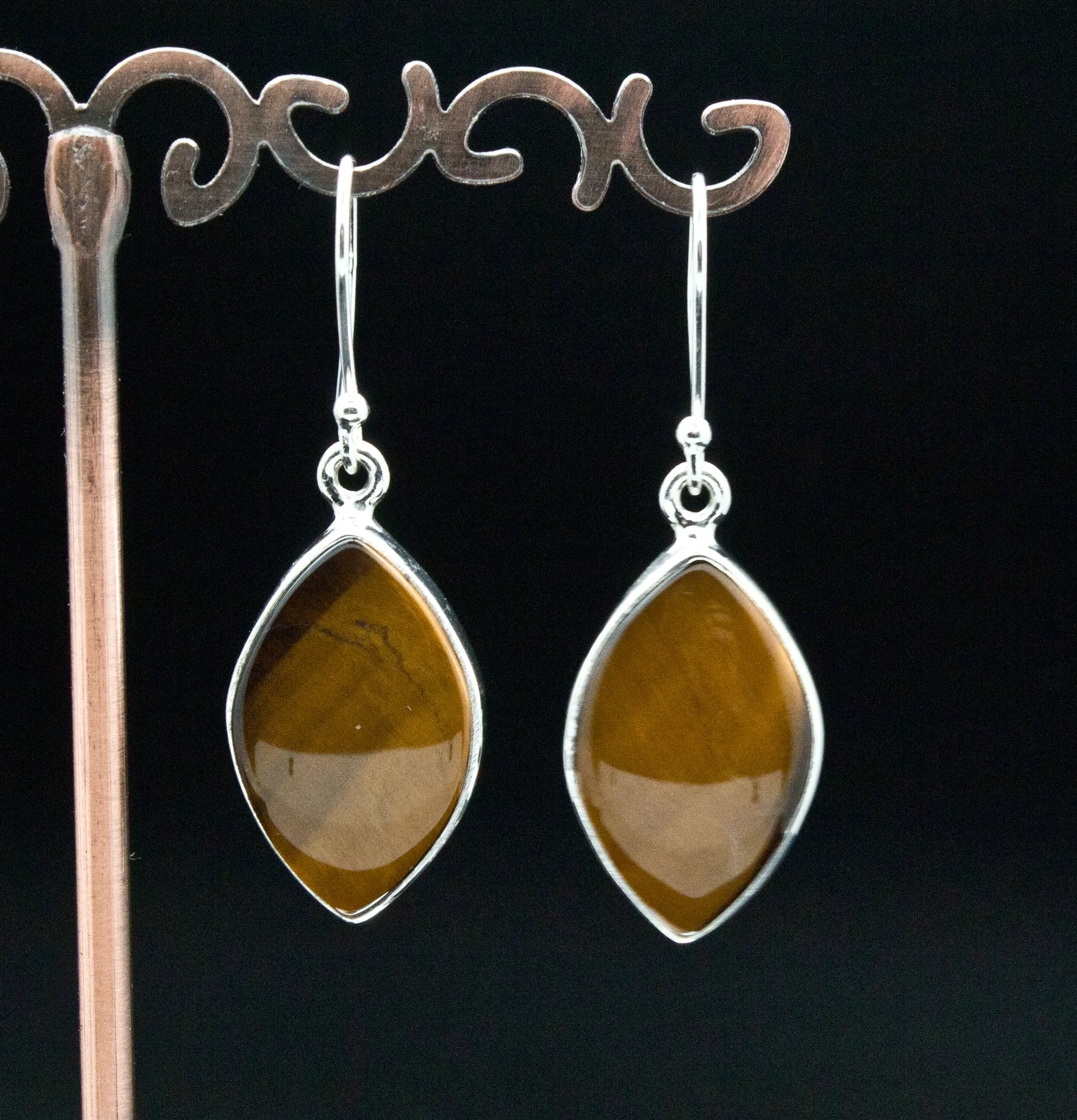 Sterling Silver Yellow Tiger Eye Earrings - Image 2