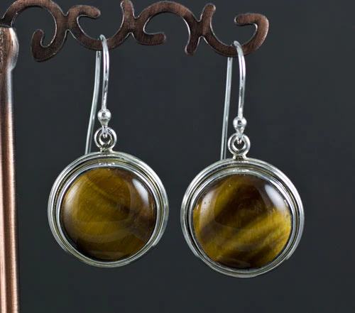 Sterling Silver Yellow Tiger Eye Earrings - Image 2