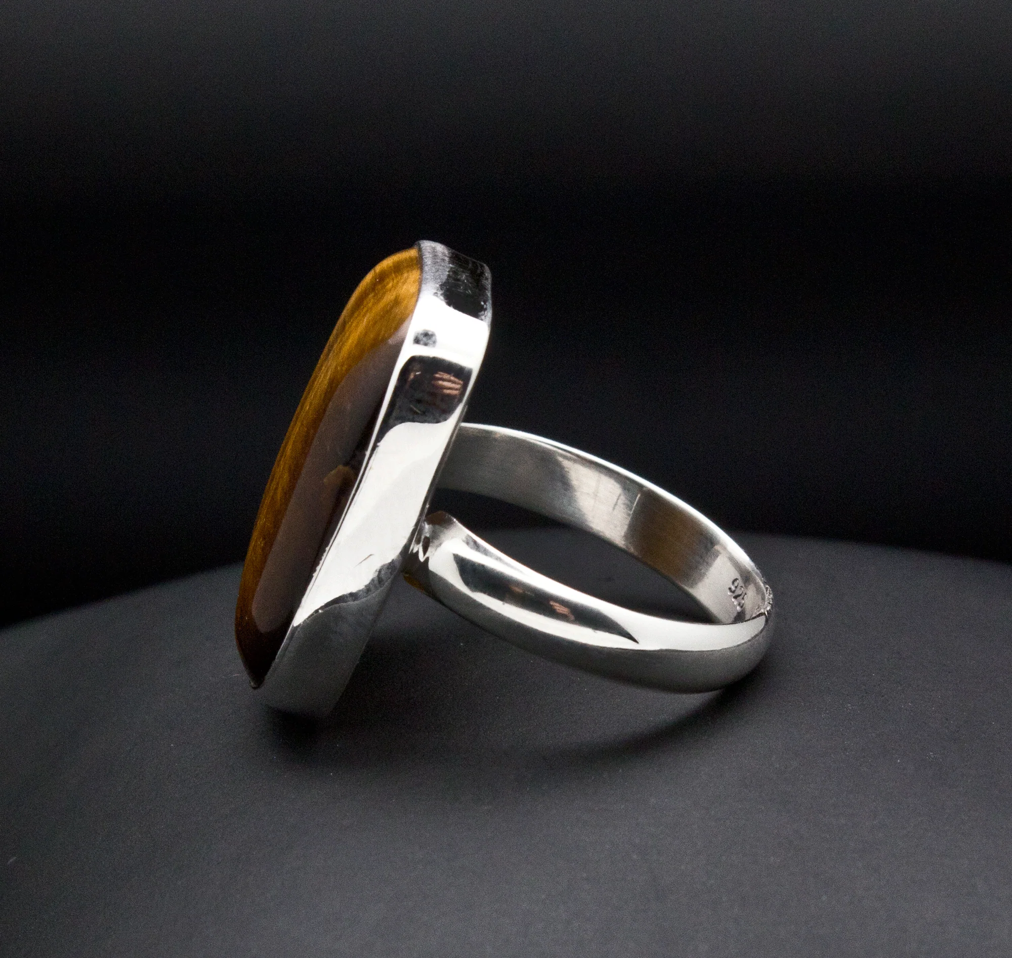 Sterling Silver Yellow Tiger Eye Ring Size 7 - Image 3