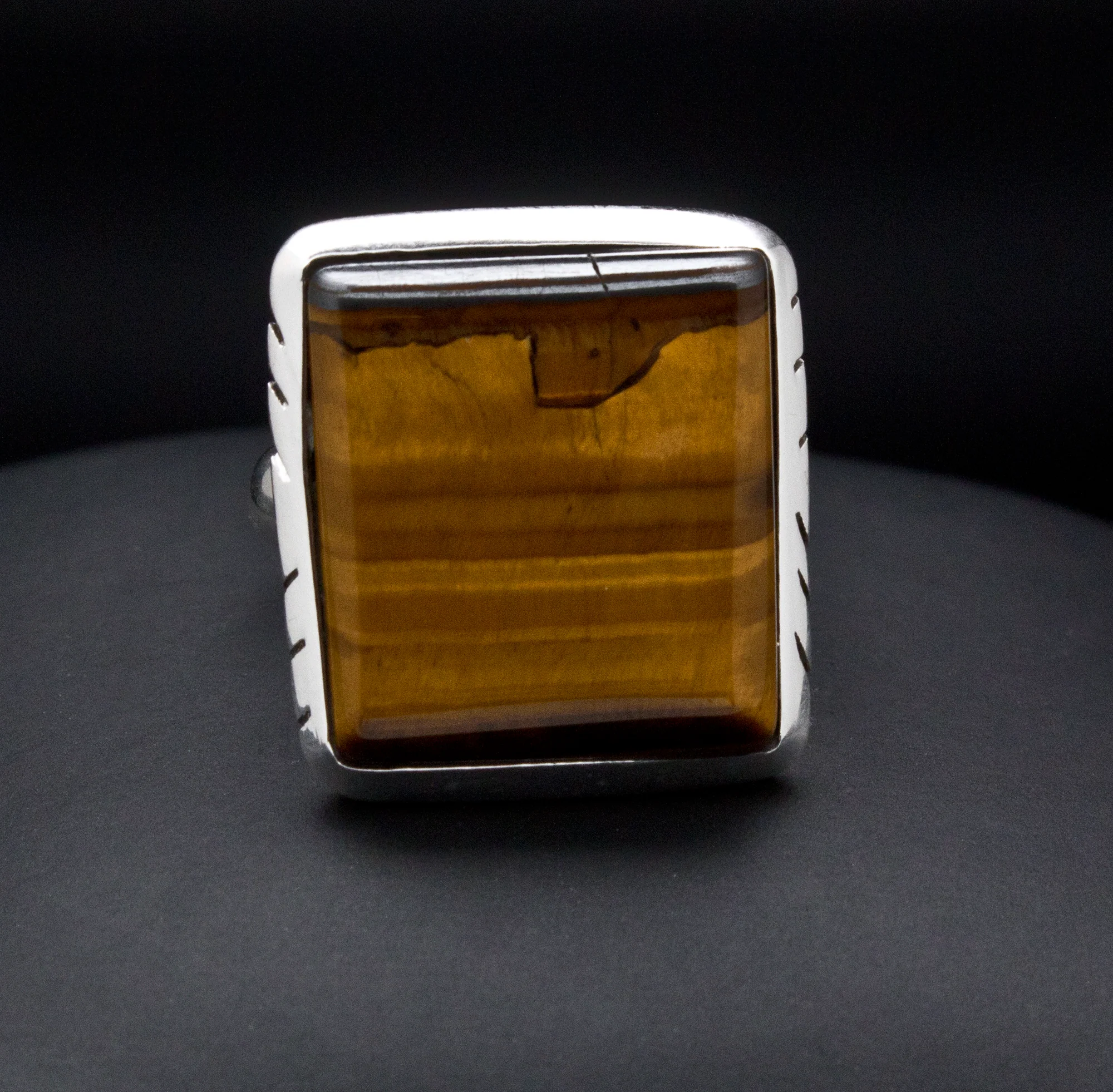 Sterling Silver Yellow Tiger Eye Ring Size 7 - Image 2