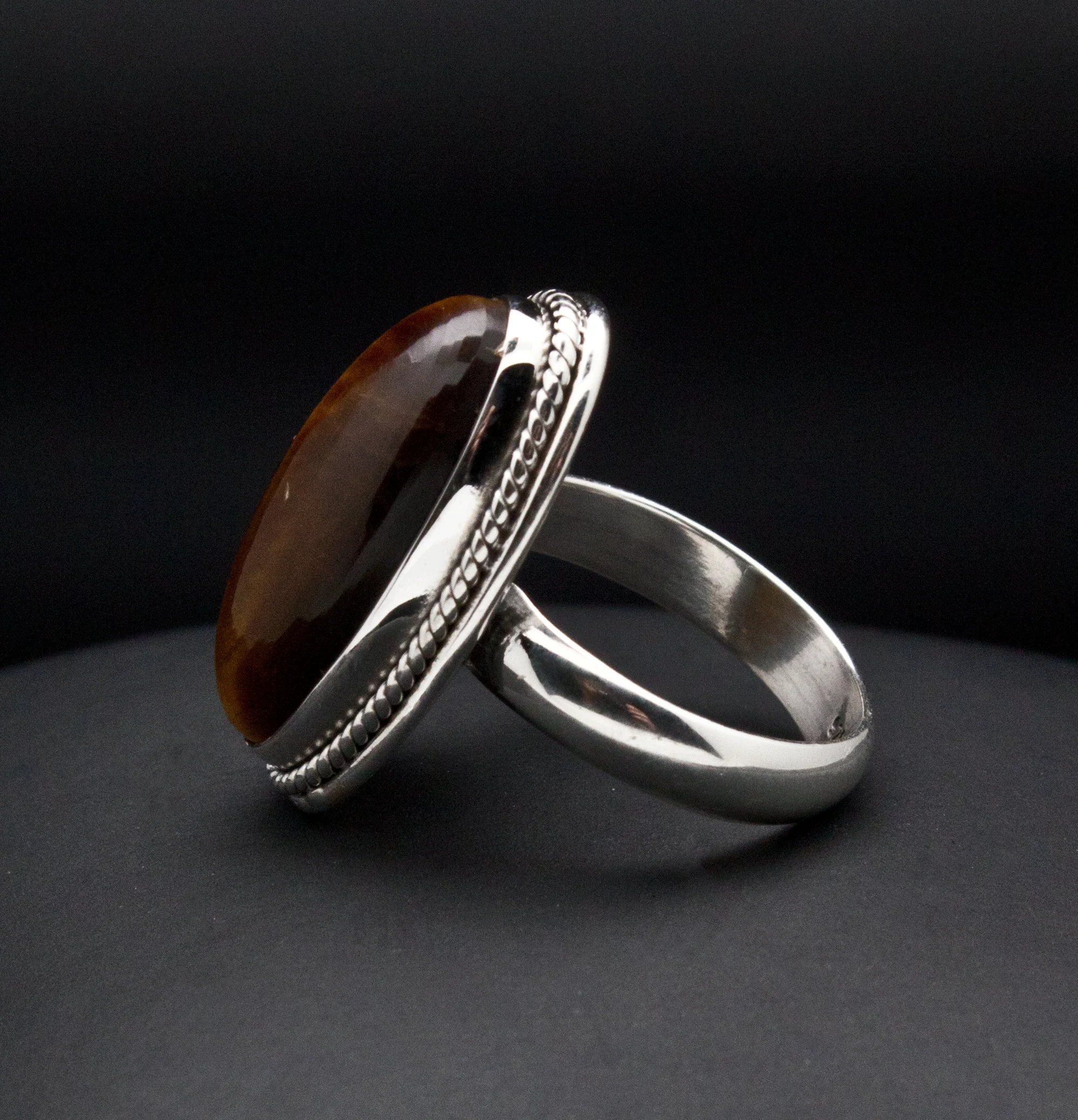 Sterling Silver Yellow Tiger Eye Ring Size 5 - Image 3