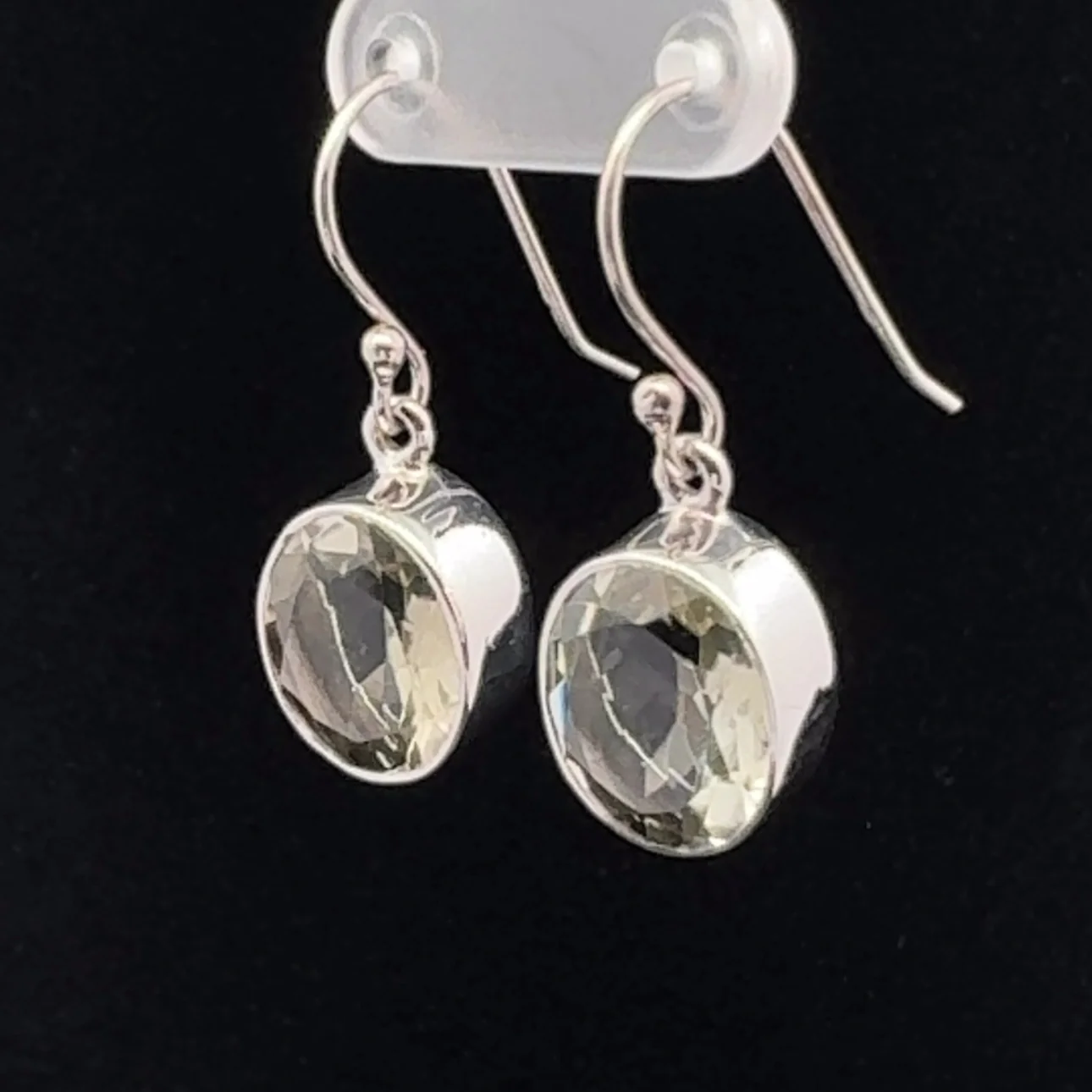 Sterling Silver Faceted Green Amethyst Earrings - Image 3
