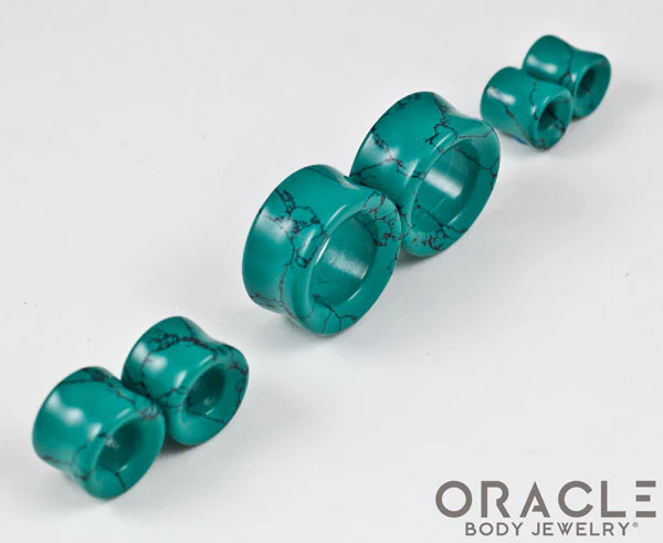 Synthetic Green Spiderweb Turquoise Eyelets / Tunnels - Image 2