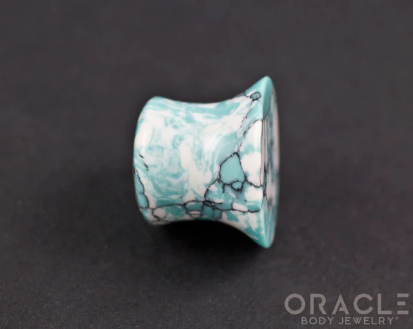 Synthetic Ocean Wave Turquoise Mayan Style Flare Plugs - Image 3