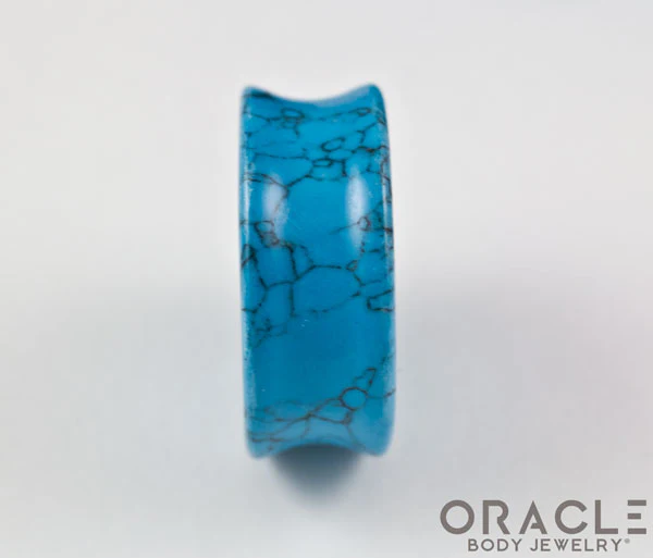 Synthetic Turquoise Concave Solid Double Flare Plugs - Image 3