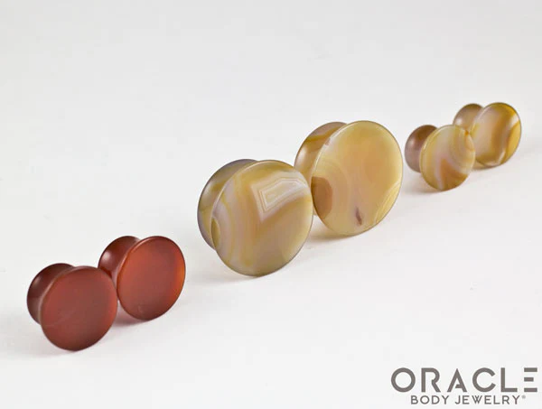 Thunder Egg Agate Mayan Style Flare Plugs - Image 2