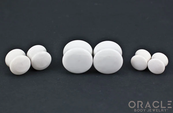 White Agate Double Flare Plugs - Image 2