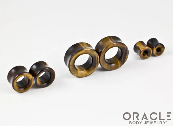 Yellow Tiger Eye Eyelets / Tunnels - Image 2