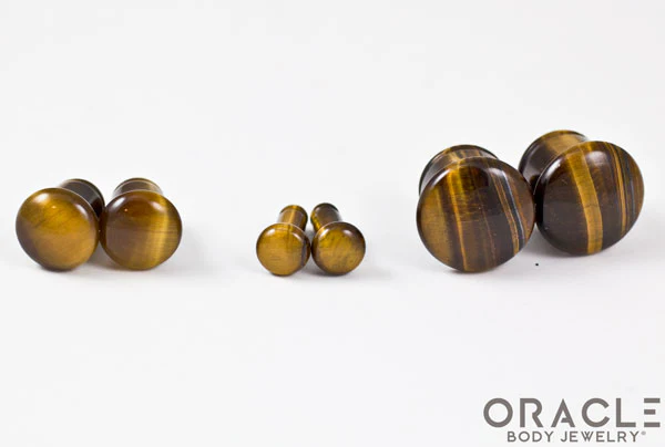 Yellow Tiger Eye Single Flare Plugs - Image 2