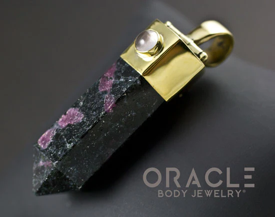 Zuul Pendant with Ruby In Zoisite Point and Rose Quartz Accents - Image 3
