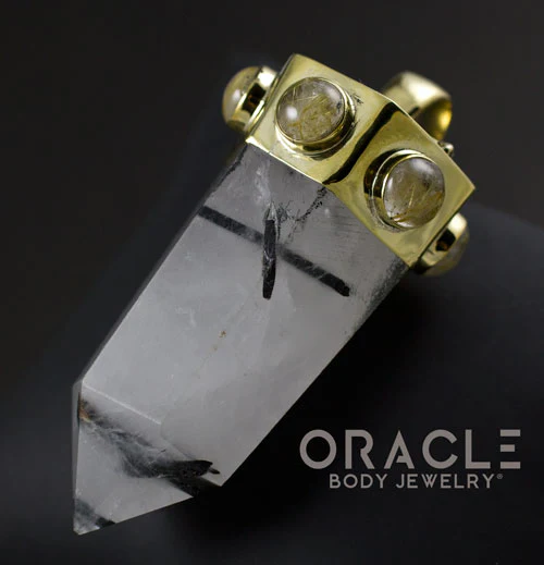 Zuul Pendant with Tourmalated Quartz Point and Rutilated Quartz Accents - Image 3